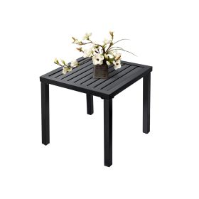 MEOOEM Outdoor Indoor Small Square Metal Patio Side/end Tables, Metal Patio Coffee Bistro Garden Side Table