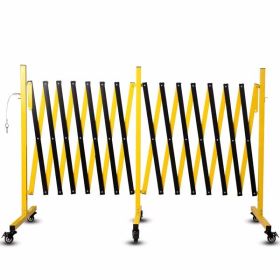 Metal Expandable Barricade, 23 Feet Retractable Fence Outdoor, Mobile Safety Barrier Gate, Easily Assembled Expanding Gate with Casters