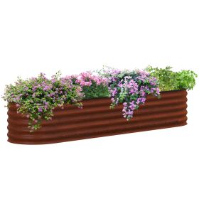 Outsunny 8' x 2' x 1.4' Galvanized Raised Garden Bed Kit, Outdoor Metal Elevated Planter Box with Safety Edging