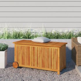 Patio Storage Box with Wheels 44.5"x19.7"x22.8" Solid Wood Acacia