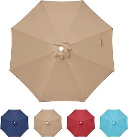 9' Patio Umbrella Replacement Canopy Outdoor Table Market Yard Umbrella Replacement Top Cover, Tan