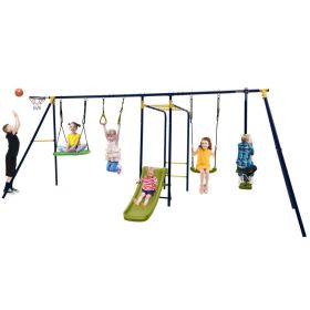 7-in-1 Stable A-shaped Outdoor Swing Set for Backyard