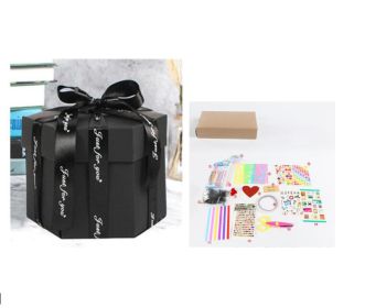 Surprise Explosion Box DIY Handmade Scrapbook Photo Album Gift Box for Valentine Gift (Option: Black assemble27 X tools)