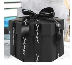 Surprise Explosion Box DIY Handmade Scrapbook Photo Album Gift Box for Valentine Gift (Option: Black assemble27)