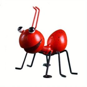 1pc, Metal Ant Ornament, Colorful Cute Insect, Garden Decor, Garden Lawn Decor, Wall Decor, Indoor Decor, Outdoor Decor (Color: Red)