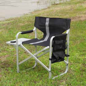 1-piece Padded Folding Outdoor Chair with Side Table and Storage Pockets,Lightweight Oversized Directors Chair for indoor, Outdoor Camping (Color: as Pic)