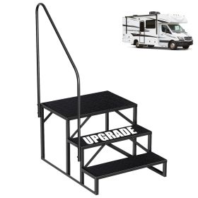 Hot Tub Steps Outdoor, 2 RV Steps with Handrail, Portable RV Stairs 3 Step, Heavy Duty Truck Camper Steps Ladders for Travel Trailers, 5th Wheel (size: 3 Steps)