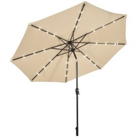 10 Feet Outdoor Patio Umbrella with Bright Solar LED Lights (Color: Beige)