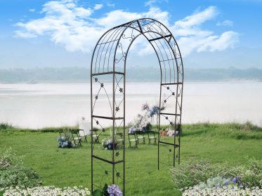 Metal Garden Arch Garden Arbor Trellis Climbing Plants Support Arch Outdoor Arch Wedding Arch Party Events Archway Black (Color: as Pic)