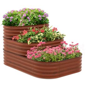 Outsunny 3-Tier Galvanized Steel Raised Garden Bed Kit, 62.25" x 43" x 32.25", 3 Combining Planter Boxes with Rubber Strip Edging (Color: as Pic)